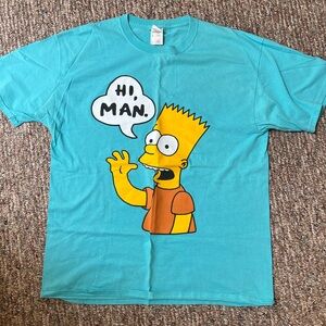 Turquoise Bart Simpson Graphic Tee - Hi, Man.